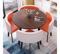 Mid-Century Modern Round Dining Table Set with 4 Chairs - Versatile Farmhouse/Conference/Living Room/Office Furniture (White)