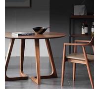 Mid Century Modern Round Dining Table Solid Wood Kitchen Table Rustic Pedestal Coffee Table Compact 80cm Leisure Table for Dining Room & Small Spaces Color A