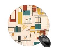 Mid Century Modern Round Mouse Pad Smooth Glide Gaming Mousepad Extra Density Portable Comfortable Mouse Mat for Desk, Home, Office 7.8x7.8 Inches