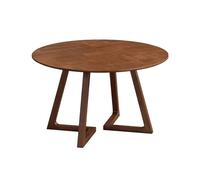 Mid Century Modern Round Solid Wood Dining Table - Rustic Pedestal Design Coffee Table for 2-4, Ideal for Dining, Leisure, Small Spaces (60x60cm)