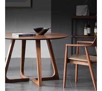 Mid Century Modern Round Solid Wood Dining Table - Vintage Pedestal Side Table for 4-6 People Ideal for Outdoor Leisure & Patio Use Chic Home Decor Accent