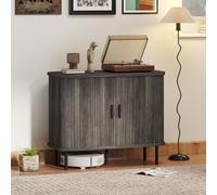 Mid-Century Modern Sideboard with Slatted Tambour Sliding Doors HOMCOM Grey One Size