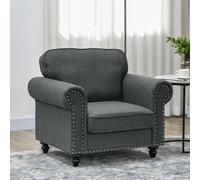 HOMCOM 2 Seater Sofa for Living Room, with Nailhead Trim, Charcoal Grey