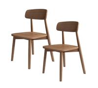 Mid Century Modern Solid Oak Dining Chairs Set of 2 4 6 - Wide Rounded Backrest for Kitchen Dining Room Living Room Bedroom Office (Light Walnut Finish)