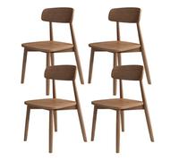 Mid Century Modern Solid Oak Dining Chairs Wide Rounded Back Stylish Light Walnut Finish Set of 4 for Kitchen Dining Room Living Room Bedroom Home Office