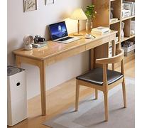 Mid-Century Modern Solid Wood Desk - 47" Home Office Writing Table with Storage, Stylish Study Workstation for Small Spaces, Natural Finish