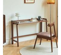 Mid Century Modern Solid Wood Folding Desk Minimalist Oak Computer & Writing Desk for Small Spaces Rustic Brown for Home Office Compact Design (100x40x70cm)