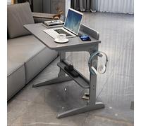 Mid-Century Modern Solid Wood Home Office Desk with Power Strip Sturdy 39"x16"x28" Writing Table for Work from Home Stylish Grey Side Table