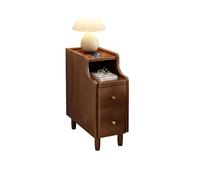 Mid Century Modern Solid Wood Nightstand - Compact 2-Drawer Bedside Table with Extendable Shelf for Bedroom & Living Room (25x40x50 cm) - Stylish Brown Design