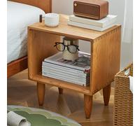 Mid-Century Modern Solid Wood Nightstand & Stable Side Table with Open Shelf Compact nizer for Bedroom & Living Room Stylish Small Night Table