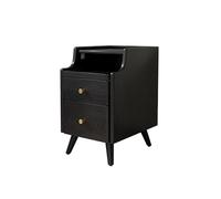 Mid Century Modern Solid Wood Nightstand with 2 Drawers & Bookshelf, Slim Side Table for Bedroom, Living Room, Small Spaces - Stylish & Functional Design