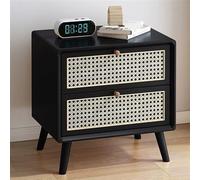 Mid Century Modern Solid Wood Nightstand with 2 Drawers Stylish Bedside Table for Bedroom & Living Room Durable Furniture for Home Decor & Storage Solutions