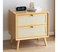 Mid Century Modern Solid Wood Nightstand with 2 DrawersStylish Bedside Table for Bedroom & Living RoomRustic & Functional Side Table