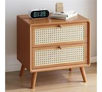 Mid Century Modern Solid Wood Nightstand with 2 DrawersStylish Side Table for Bedroom & Living RoomElegant and Functional Bedside Table