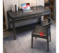 Mid Century Modern Solid Wood Writing Desk with 2 Drawers Compact Home Office Workstation for Small Spaces Study Table for Bedroom 39" Black