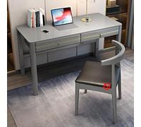 Mid Century Modern Solid Wood Writing Desk with 2 Drawers Compact Home Office Workstation for Small Spaces Study Table for Bedroom 31" Gray Finish