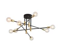 Mid-Century Modern Sputnik Chandelier Semi-Flush Mount Ceiling Light Fixture 8-Light Design for Living Room Bedroom Dining Room - Stylish Retro Home Lighting