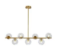 Mid Century Modern Sputnik Chandelier with 7 Smoke Glass Globes - Pendant Lighting for Kitchen Island