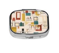Mid Century Modern Square mini Pill Box, Travel Pill Box, can be Put into Wallet or Pocket to Store a Variety of Small Items
