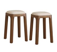 Mid-Century Modern Stackable Leather Upholstered Kitchen ols - Set of 2 Walnut Vani Dining Chairs & Shoe-Changing ols for Stylish Home Decor