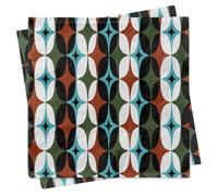 Mid-Century Modern Starlight Diamond Pattern, Decorative Paper Napkins, Retro Barware, Teal Blue, Rust Orange, Olive Green, White, Black by MODLOUNGE paper compnay