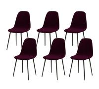Mid-Century Modern Stretch Chair Covers Set of 2/4/6 - Elastic Dining Room, Kitchen & Office Slipcovers (Red Bean, 6 Pieces)