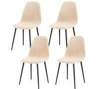 Mid-Century Modern Stretch Chair Covers Set of 4 - Dining Room, Kitchen, Office - Easy Fit, Machine Washable, Soft Fabric, Dirty White Color, Protect and Style Your Chairs