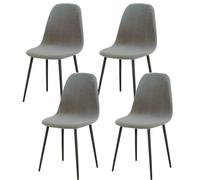 Mid-Century Modern Stretch Chair Covers Set of 4 - Elastic Dining Room, Kitchen & Office Chair Slipcovers in Light Gray - Stylish Protection for Furniture