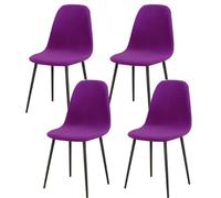Mid-Century Modern Stretch Chair Covers Set of 4 - Elastic Dining Room, Kitchen & Office Furniture Protectors (Caramel Purple) - Stylish & Durable Design