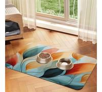 Mid-Century Modern Style Pet Feeding Mat Absorbent Pu Leather Dog Cat Food Mats Contain Spills Protects Floors, Anti-Slip Rubber Backing Dog Bowl Mats Easy Clean Pet Placemats 30x45cm
