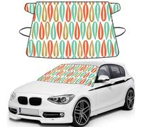 Mid-Century Modern Style Printed Winter Car Protector, Waterproof Coated Snow Shield, Secure Mirror Strap Auto Cover
