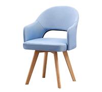 Mid Century Modern Swivel Accent Chair for Home Office & Study Comfy Fabric Armchair with Wood Legs Stylish Desk Chair for Small Spaces - Blue Color