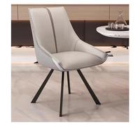 Mid Century Modern Swivel Dining ChairsGray Leather Upholstered with Metal LegsStylish Makeup Vanity Chair for Dining Room & Home Decor