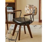 Mid Century Modern Swivel Office Chair Faux Leather Upholstered Stylish Armchair with Wood Legs for Small Spaces Ergonomic Design Comfortable Seating