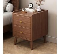 Mid-Century Modern Tall Nightstand - Vintage Bedside Table with Storage Drawers & Open Wood Shelf - Elevated Walnut Night Stand for Bedroom, Dorm, Living Room - 30cm