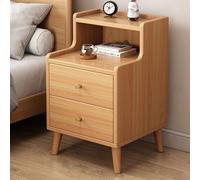 Mid Century Modern Tall Nightstand - Vintage Elevated Bedside Table with Storage Drawers & Open Wood Shelf - Stylish Walnut Night Stand for Bedroom, Dorm, Living Room - 30cm