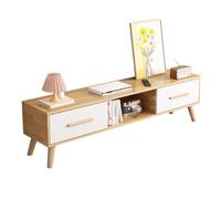 Mid Century Modern Tall TV Stand - Solid Wood Entertainment Center with Open Countertop, Multi-Drawer Storage, Rear Cord Hole, Stylish Brass Handles (120x30x40cm)