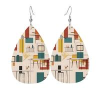 Mid Century Modern Teardrop Earrings - Lightweight Drop Earrings Suitable for Christmas and Valentine's Day Gifts