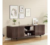 Mid Century Modern TV Stand for 75" TVs, Retro Farmhouse Wood Entertainment Center with Storage, Pop-Up Doors, Stylish Living Room & Bedroom Furniture