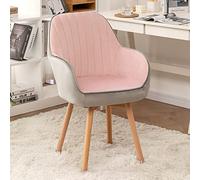 Mid Century Modern Upholstered Chair - Velvet Dining Room Swivel Chairs Wooden Accent Armchairs for Vanity or Office - Stylish Non Wheeled Design