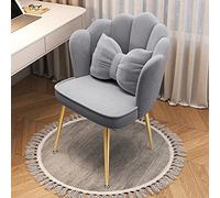 Mid Century Modern Upholstered Chair with Backrest Soft Cushed Dining Stool Wavy Accent Chair for Dining Room Bedroom Makeup Vani Gray den Legs