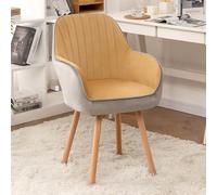 Mid Century Modern Upholstered Dining Chair Stylish Velvet Accent Chair with Armrests Solid Wood Legs No Wheels Perfect for Living Room & Dining Room (41 x 41 x 87 cm)