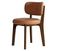 Mid Century Modern Upholstered Dining Chair Walnut Wood Curved Backrest Armless Leather Kitchen & Dining Room Side Chair for Stylish Comfort