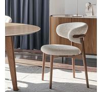 Mid-Century Modern Upholstered Dining Chairs Fabric Side Chairs with Wood Legs for Kitchen & Living Room Stylish Beige Accent Furniture