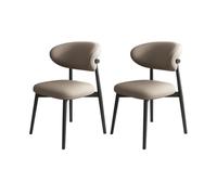 Mid-Century Modern Upholstered Dining Chairs Set of 2/4/6 with Curved Backrest & Wooden Legs - Kitchen & Living Room Fur in Black & Dark Khaki