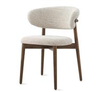 Mid-Century Modern Upholstered Dining Chairs, Stylish Fabric Side Chairs with Wooden Legs for Kitchen & Living Room - Beige Color