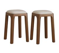 Mid-Century Modern Upholstered Kitchen ols Stackable Leather Vani Chairs Set of 2 Walnut Color Stylish Shoe-Changing Dining ols for Home Décor