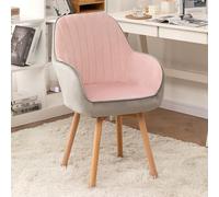 Mid Century Modern Velvet Accent Chair Upholstered Dining Room & Kitchen Stool Solid Wood Legs No Wheels Stylish Desk Chair 41 x 41 x 87 cm