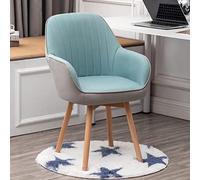 Mid Century Modern Velvet Armchair - Stylish Upholstered Swivel Chair for Vanity Desk or Office - Comfortable Wooden Dining Chair without Wheels - Cute Design