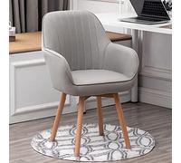 Mid Century Modern Velvet Armchair - Stylish Upholstered Swivel Chair for Vanity Desk or Office - Comfortable Wooden Dining Chair without Wheels Perfect for Home Decor.